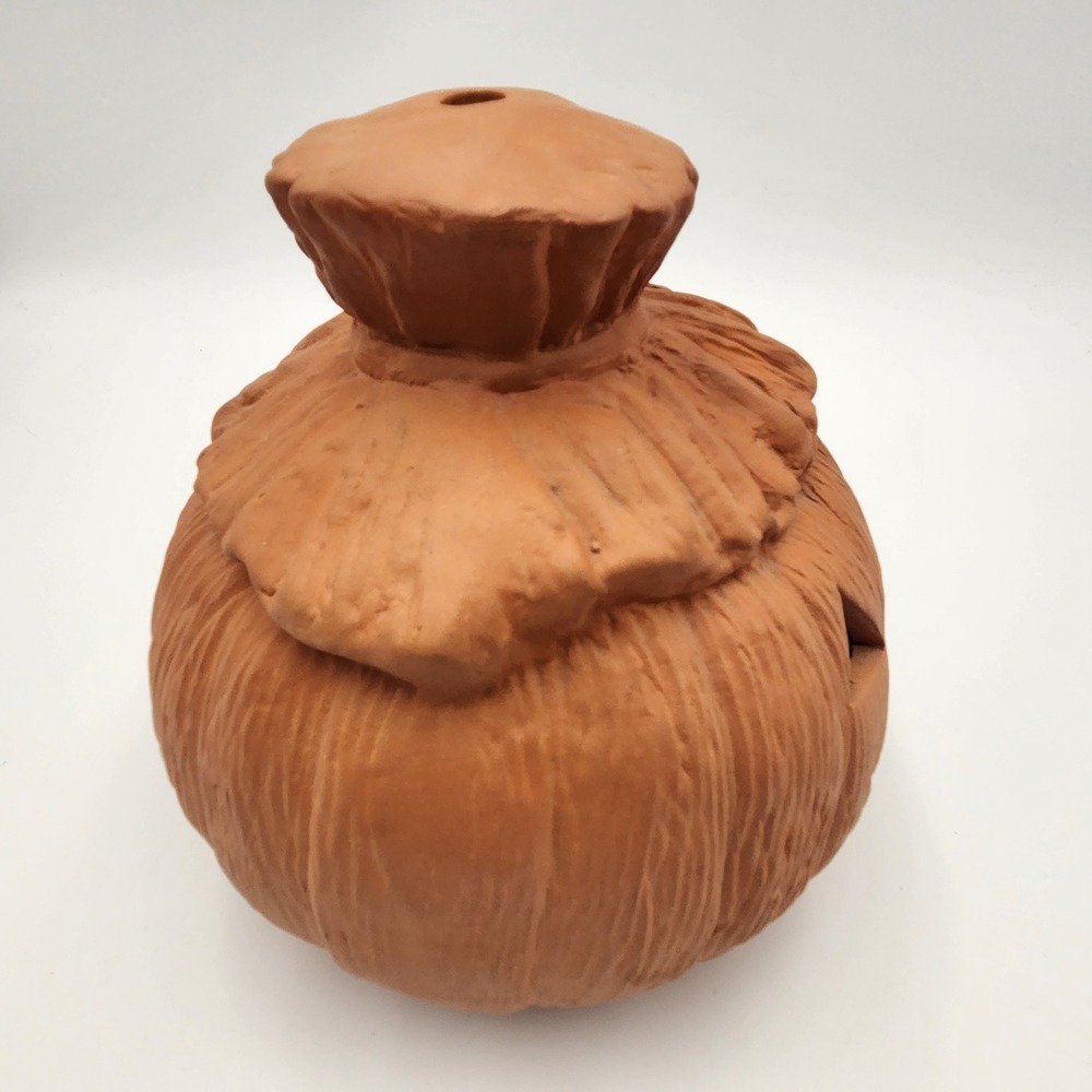 Terracotta Pottery Jack O Lantern Scarecrow Pumpkin Candle Holder Luminary 8" - Picture 6 of 10